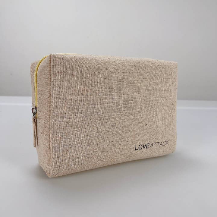 Love Attack - Wholesale Makeup/Cosmetic Bag - XL Natural Cotton Cosmetic/Makeup Bag