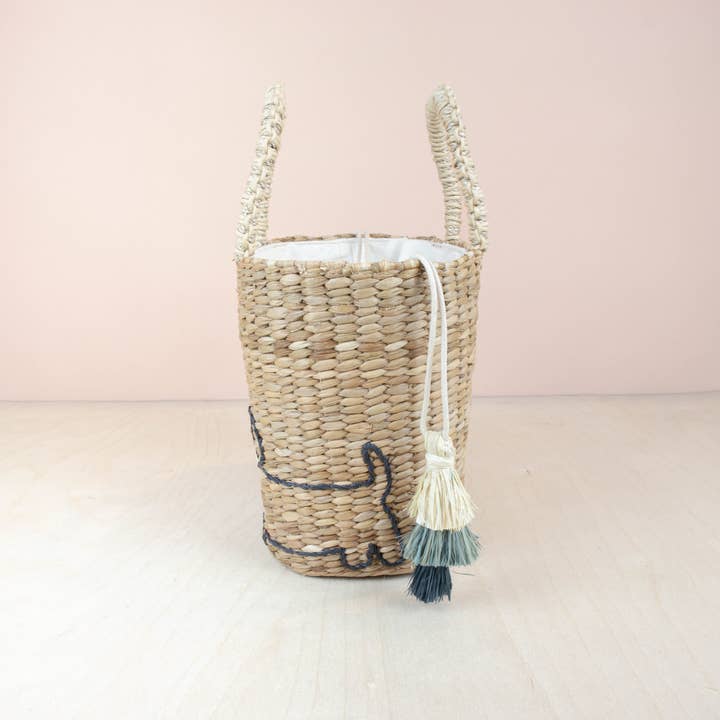 LIKHÂ - Wholesale Tote Bag - Women's - Mini Woven Tote Bag with Embroidered Dachshund - Straw Tote5