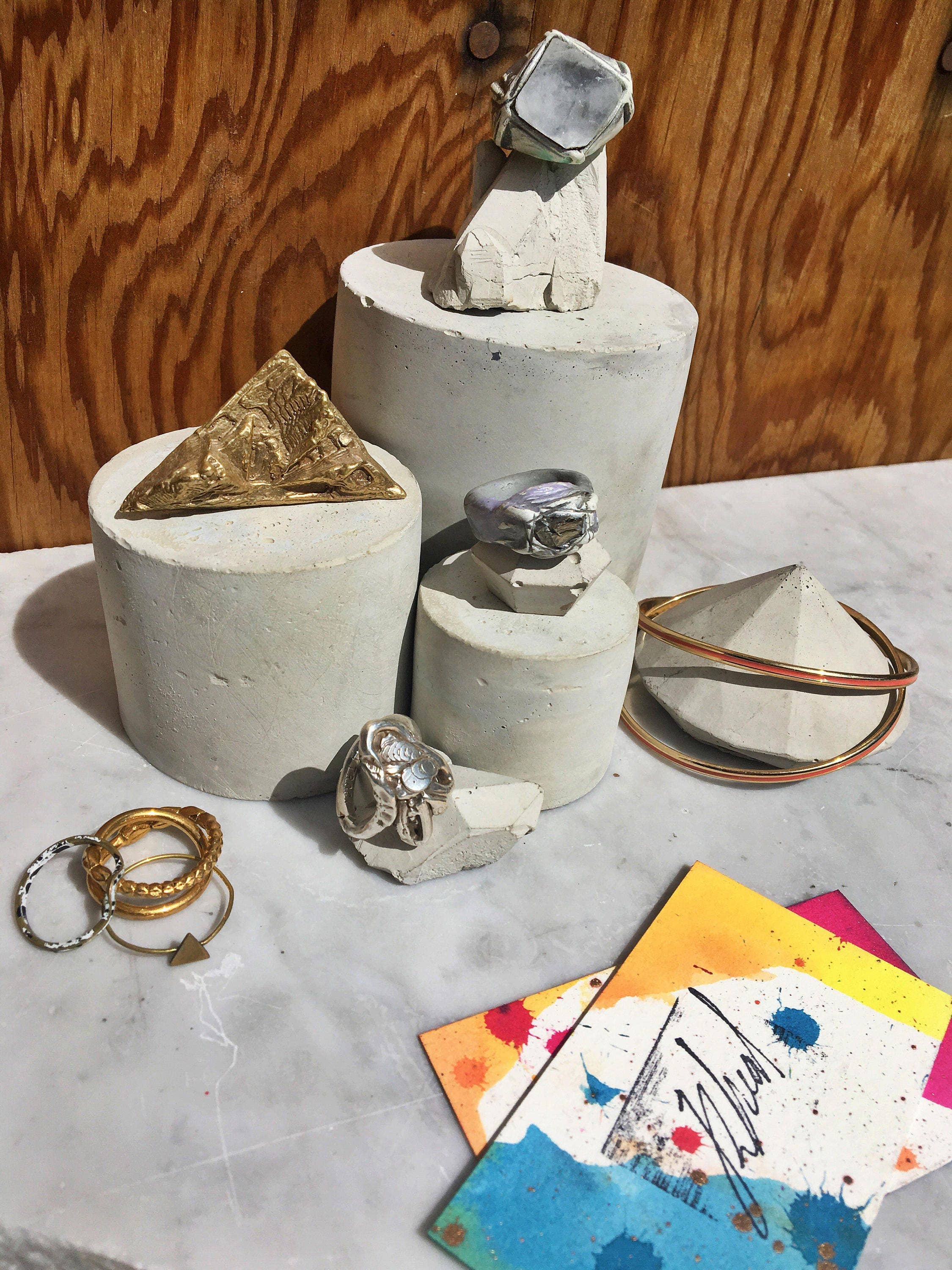 Made By Rheal - Wholesale Retailer Display Stand/Case - Trio of Concrete Display Risers Pillars Natural Unpigmented2