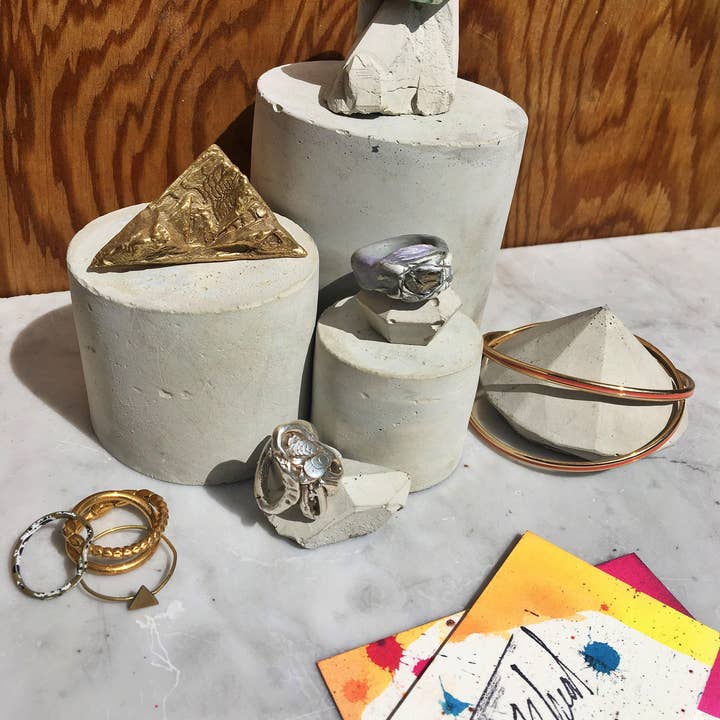 Made By Rheal - Wholesale Retailer Display Stand/Case - Trio of Concrete Display Risers Pillars Natural Unpigmented2