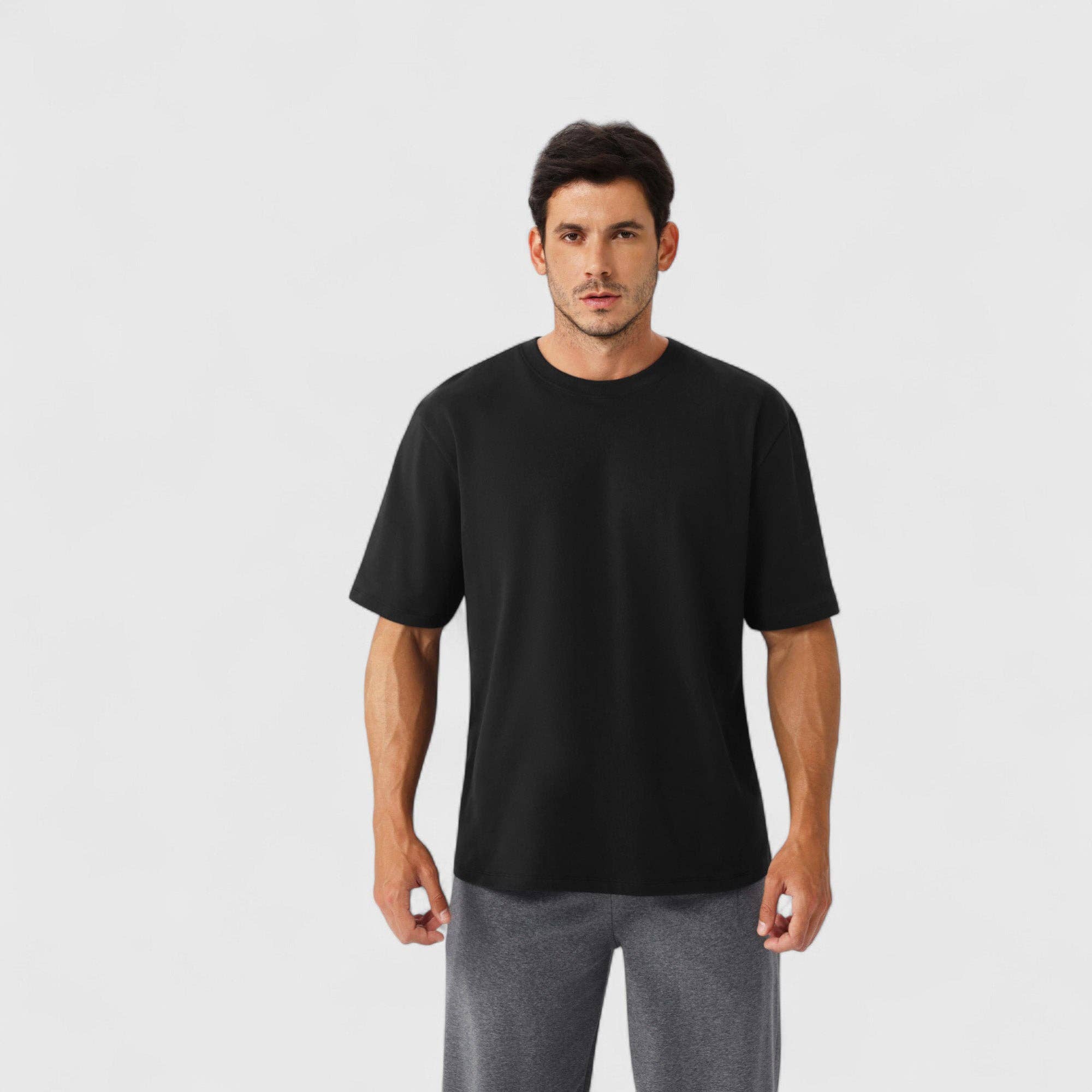 Active by Anna-Kaci - Wholesale T-Shirt - Men's - Men's Oversized Fit Short Sleeve T-Shirt with Drop Shoulders2