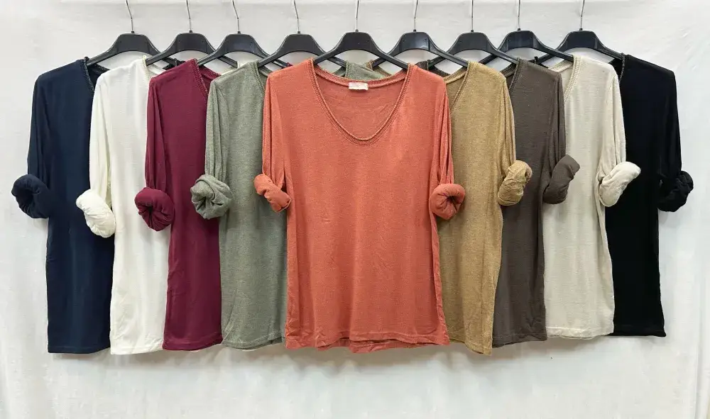 Mimi & Gogo - Wholesale Knit Top - Women's - Fine Knit Top With Lurex Collar @5611_HColLux8