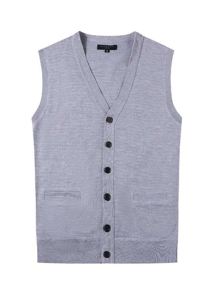 Setco.26 - Wholesale Sweater Vest - Men's - Men's V Neck Vest Button Two Pocket Inside Vest Sweater Knit1