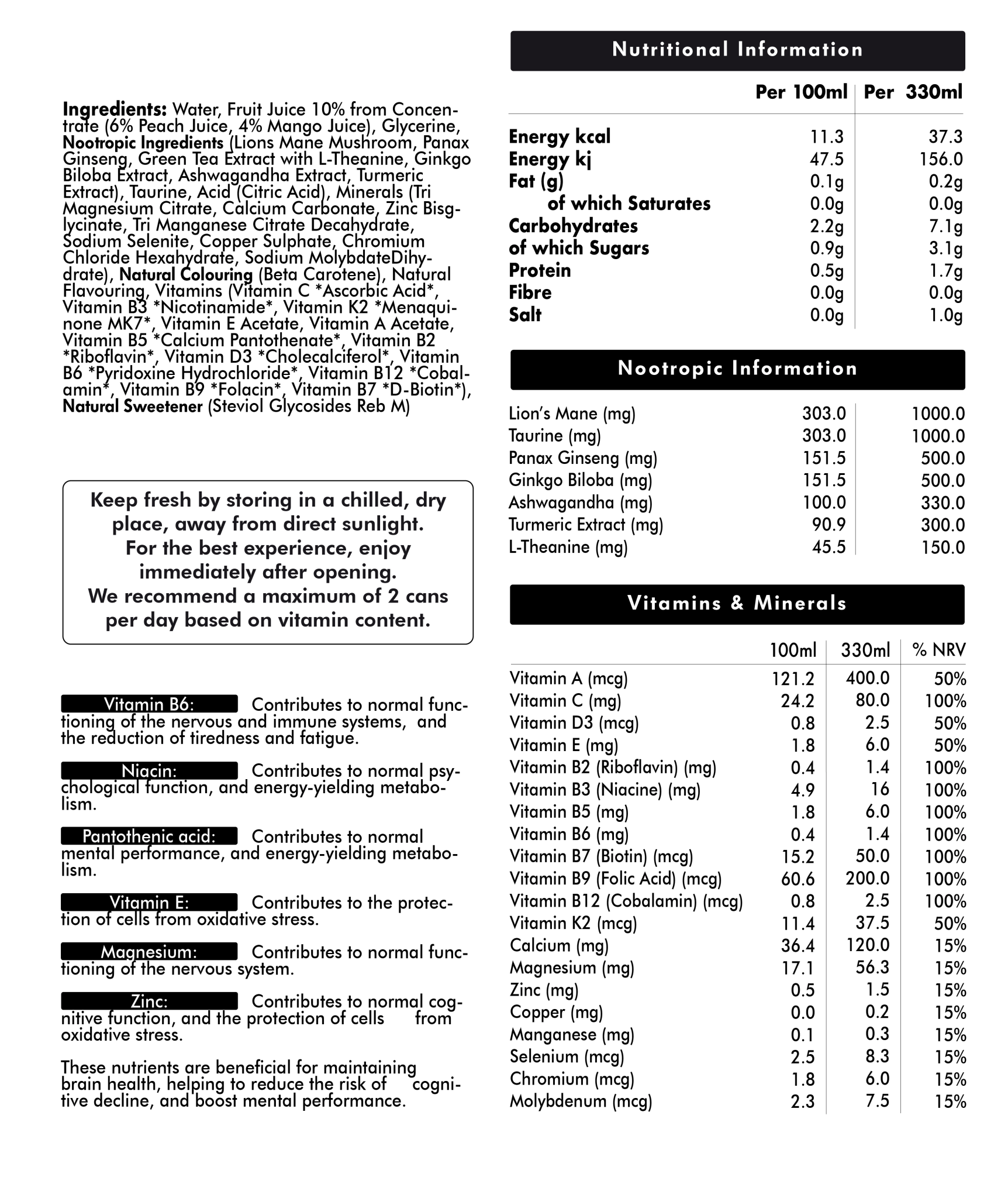 VitClear – wholesale Soda/kolsyrad dryck – Hjärnhälsa Nootropisk Läsk (Tropisk Persika) VitClear3