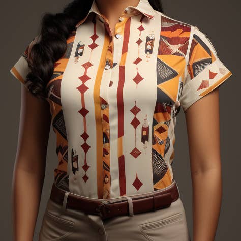 Sydamerikansk Aguayo Casual skjorte til kvinder med geometrisk mønster for engroshandel hos NeoShores