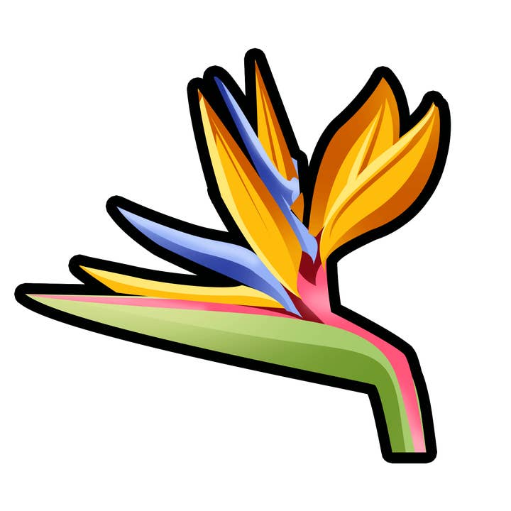 Blomklistermärke - 50 Strelitzia Die Cut-klistermärken för wholesale av Aurora Stickers