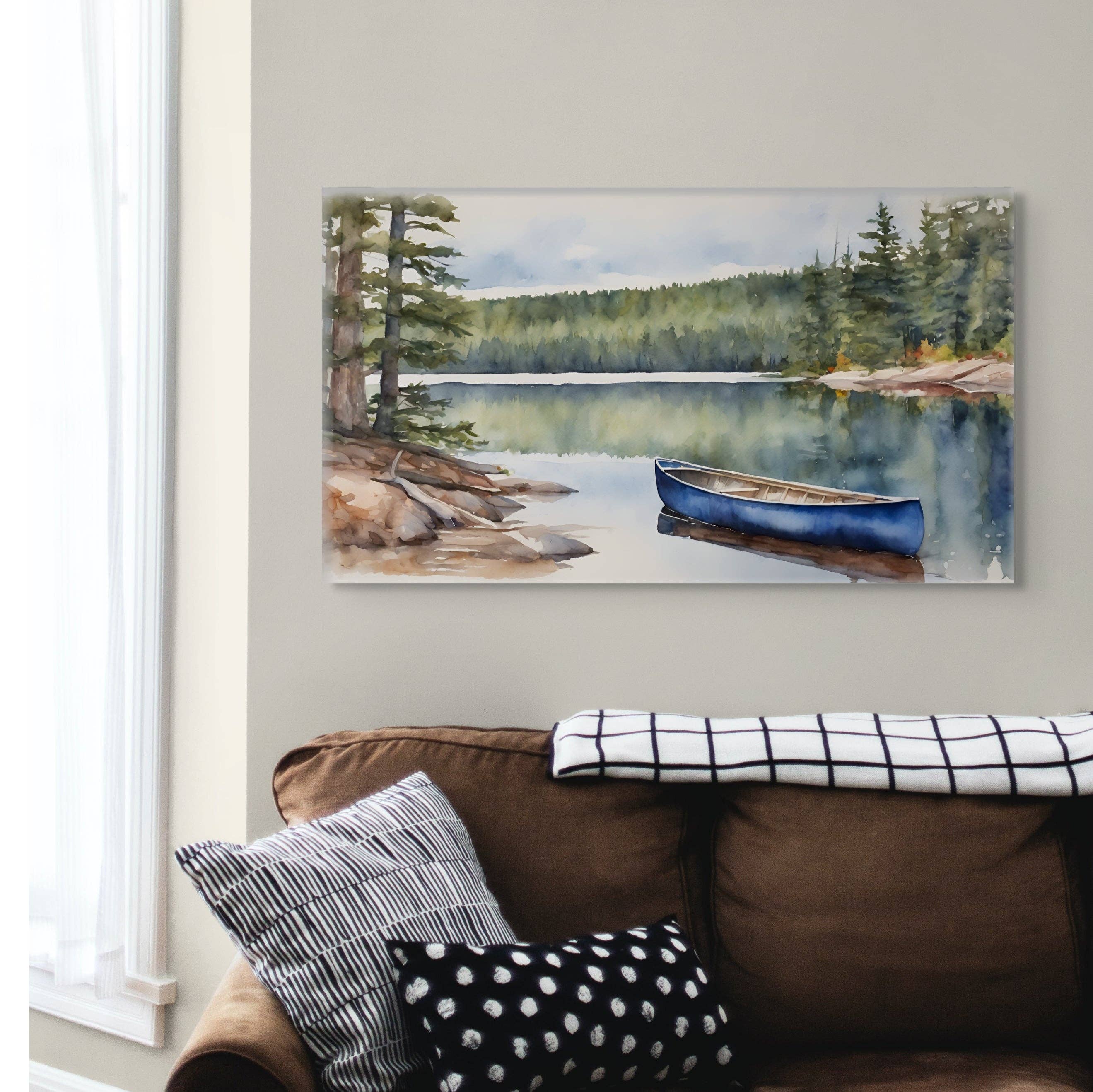 August Print Shop - Vente Affiche d'art - Canoë bleu au lac Fairy1