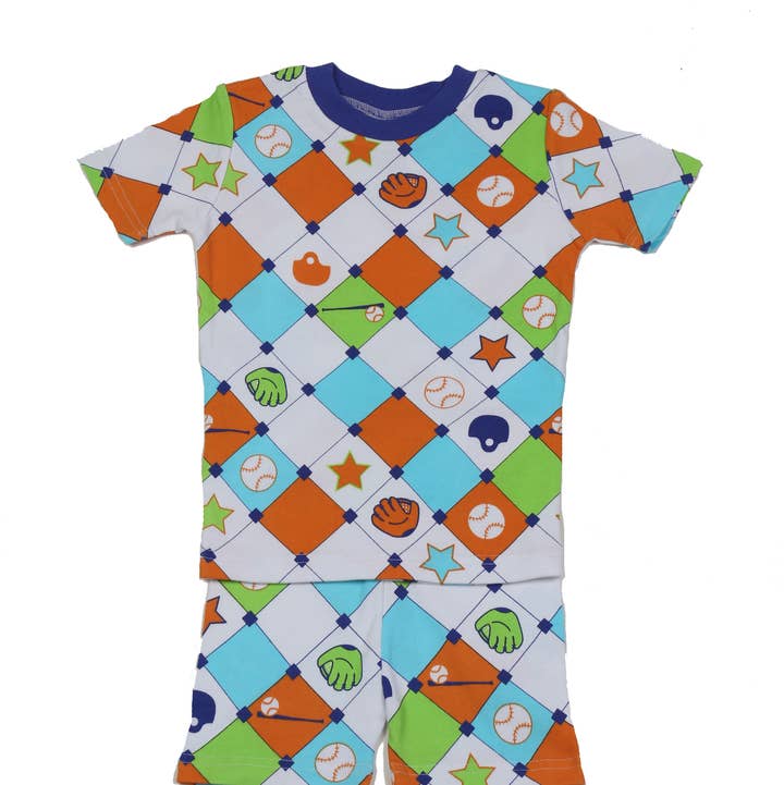 New Jammies - Wholesale Sleepwear Set - Kids - Baseball Diamond PJ Short Set0