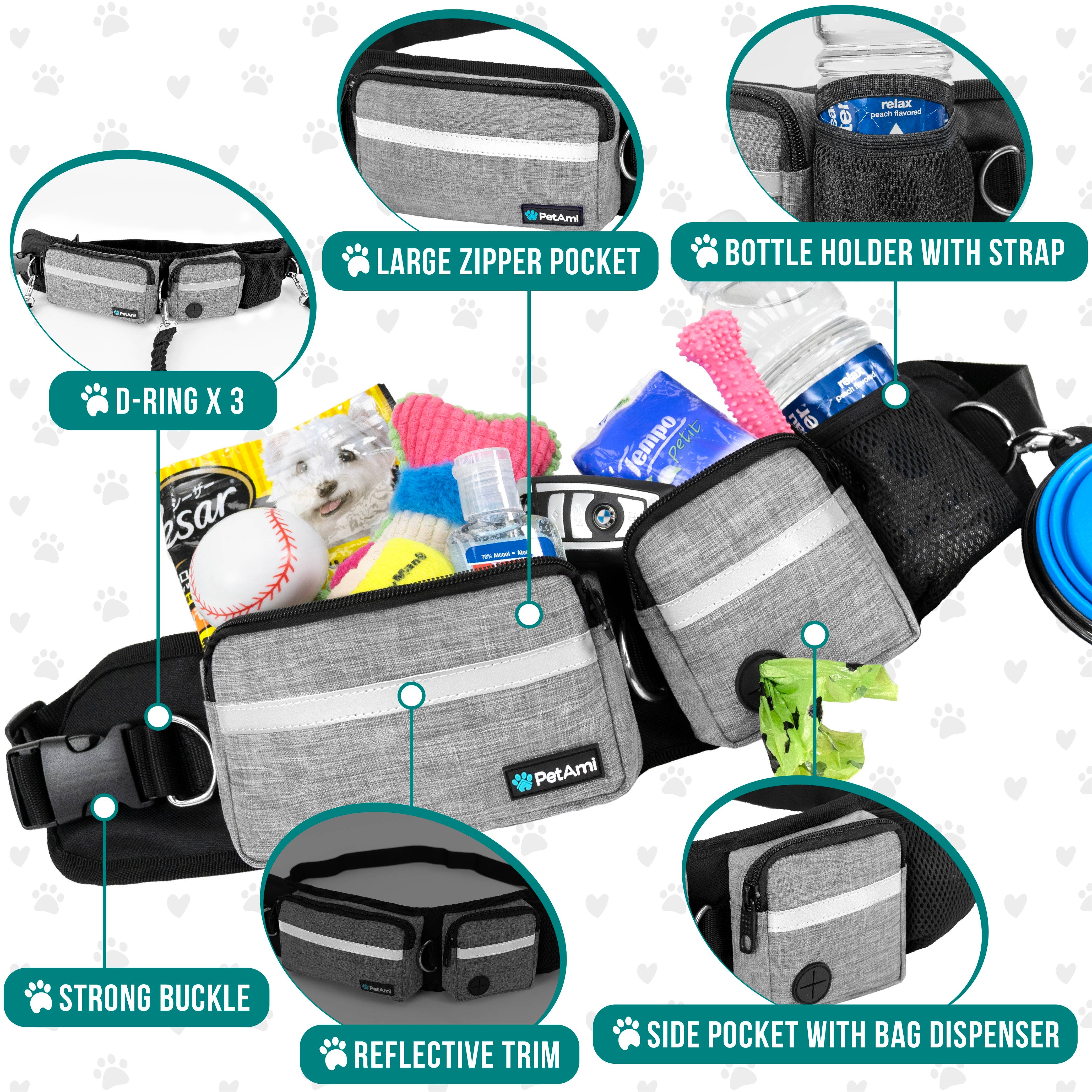 PetAmi – wholesale Hundkoppel - Hund – Deluxe handsfree hundkoppelväska18