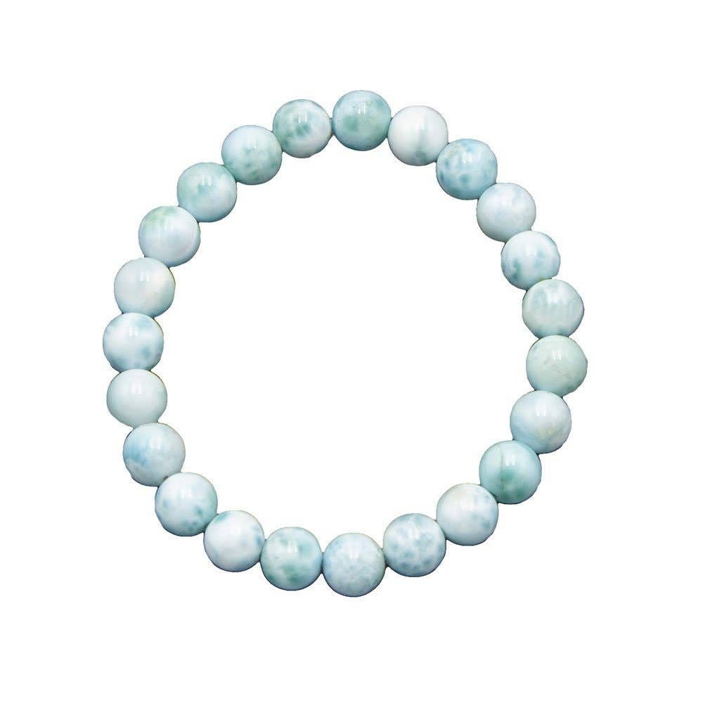 France Mineraux - Wholesale Beaded Bracelet - Larimar bracelet - 8mm ball stones0