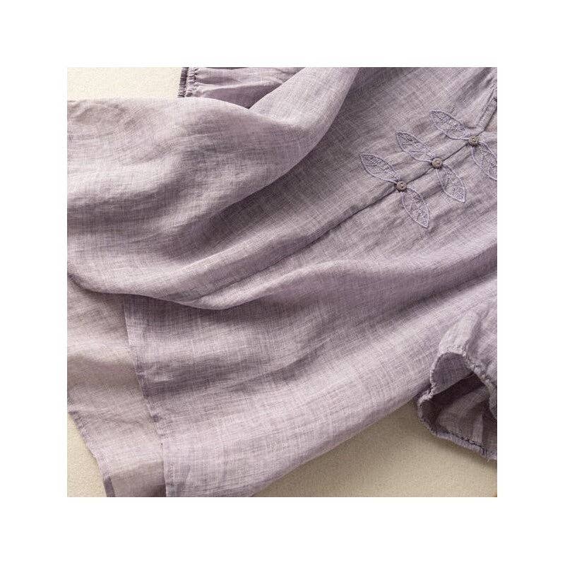 KK Bloom - Wholesale Blouse - Women's - Relaxed Fit Linen Cotton Artistic Embroidered T-Shirt4