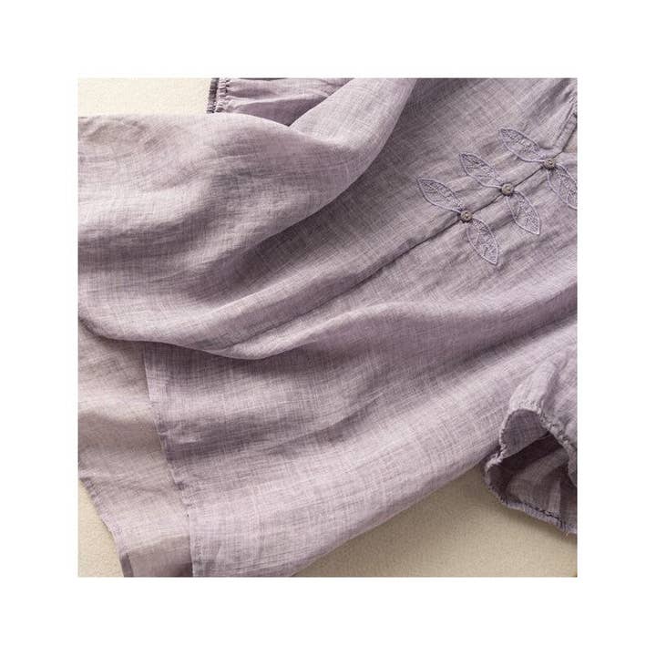 KK Bloom - Wholesale Blouse - Women's - Relaxed Fit Linen Cotton Artistic Embroidered T-Shirt4