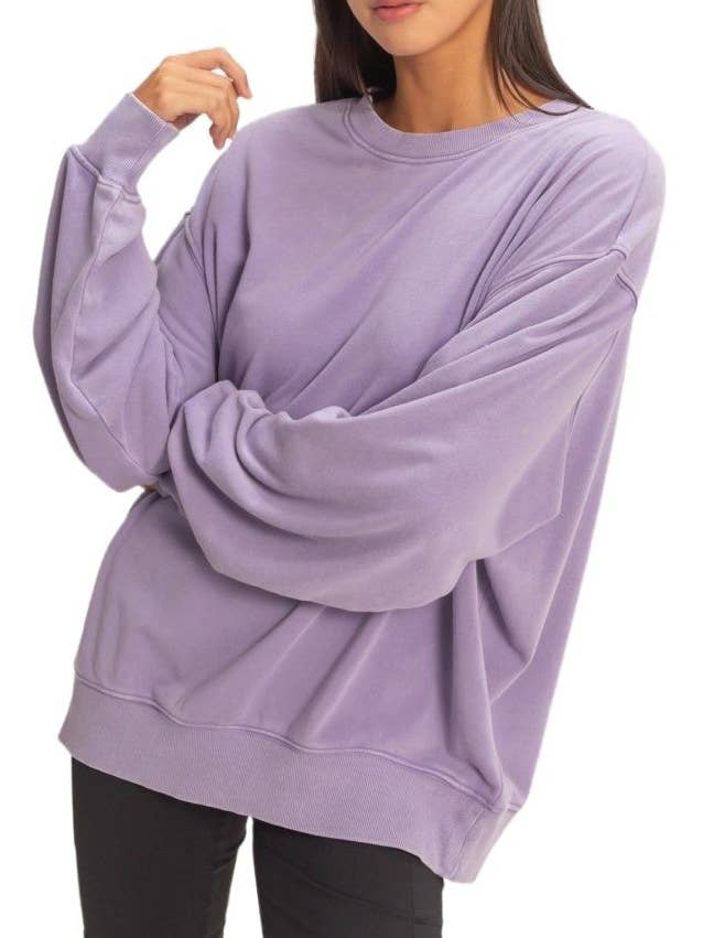 Sweatshirt com Gola Redonda Lavada a Mineral por atacado de Vanilla Monkey