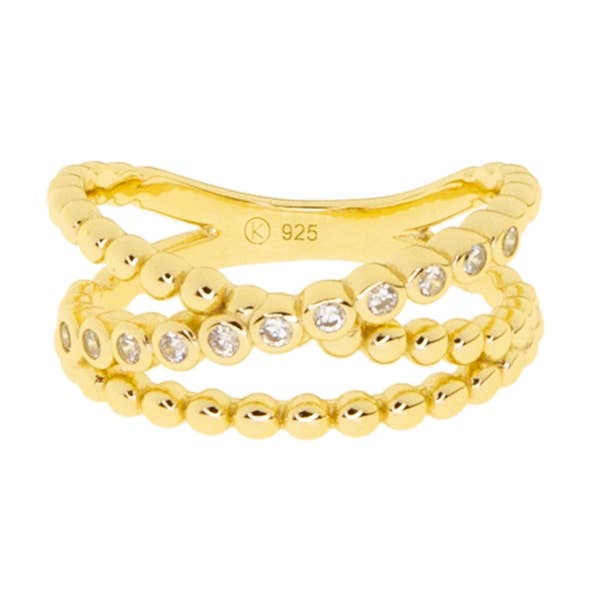 cz ball and plain ball crossover ring for wholesale by Marlyn Schiff