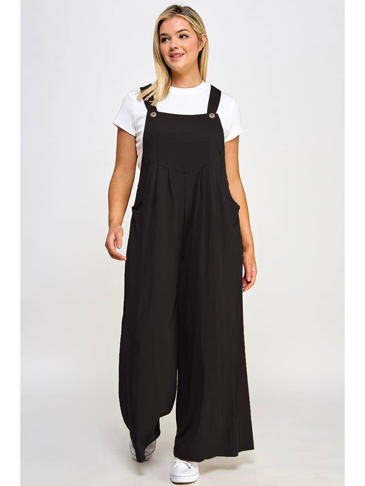 Haute Fox Plus Size & Contemporary - Wholesale Overalls - Women's - Plus Size Pleated Overalls with Pockets - JK18514-JS