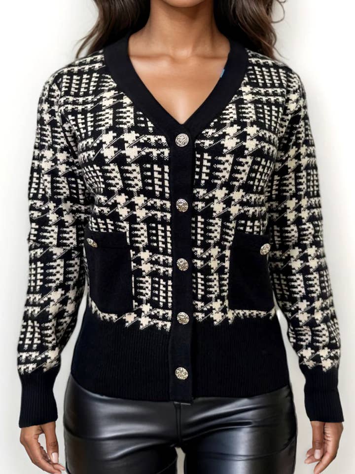 GILET EN MAILLE À CARREAUX LS62006 pour la vente par N by Nancy