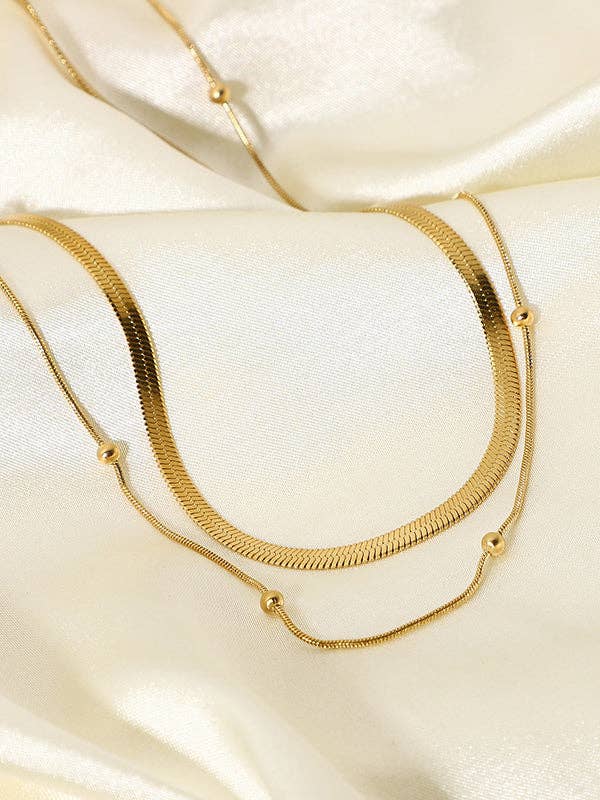 GOLD Double Layered Snake Chain Solid Color Necklaces Accessories for wholesale on Faire3