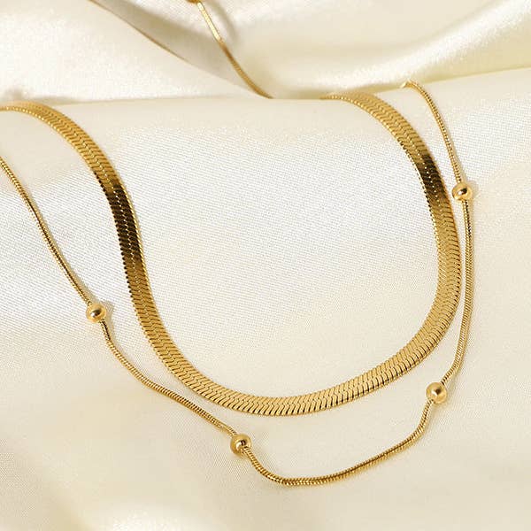 GOLD Double Layered Snake Chain Solid Color Necklaces Accessories for wholesale on Faire3