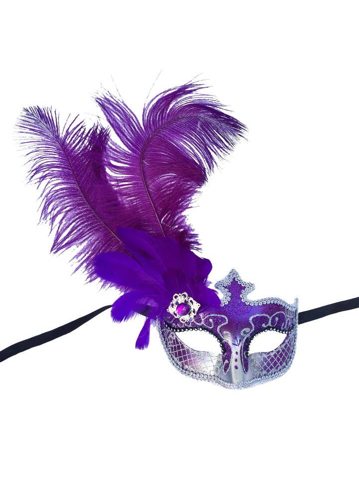 Mardi Gras Creations - Wholesale Costume - Women's - Anarkali Mask With Eye Detail And Feathers17