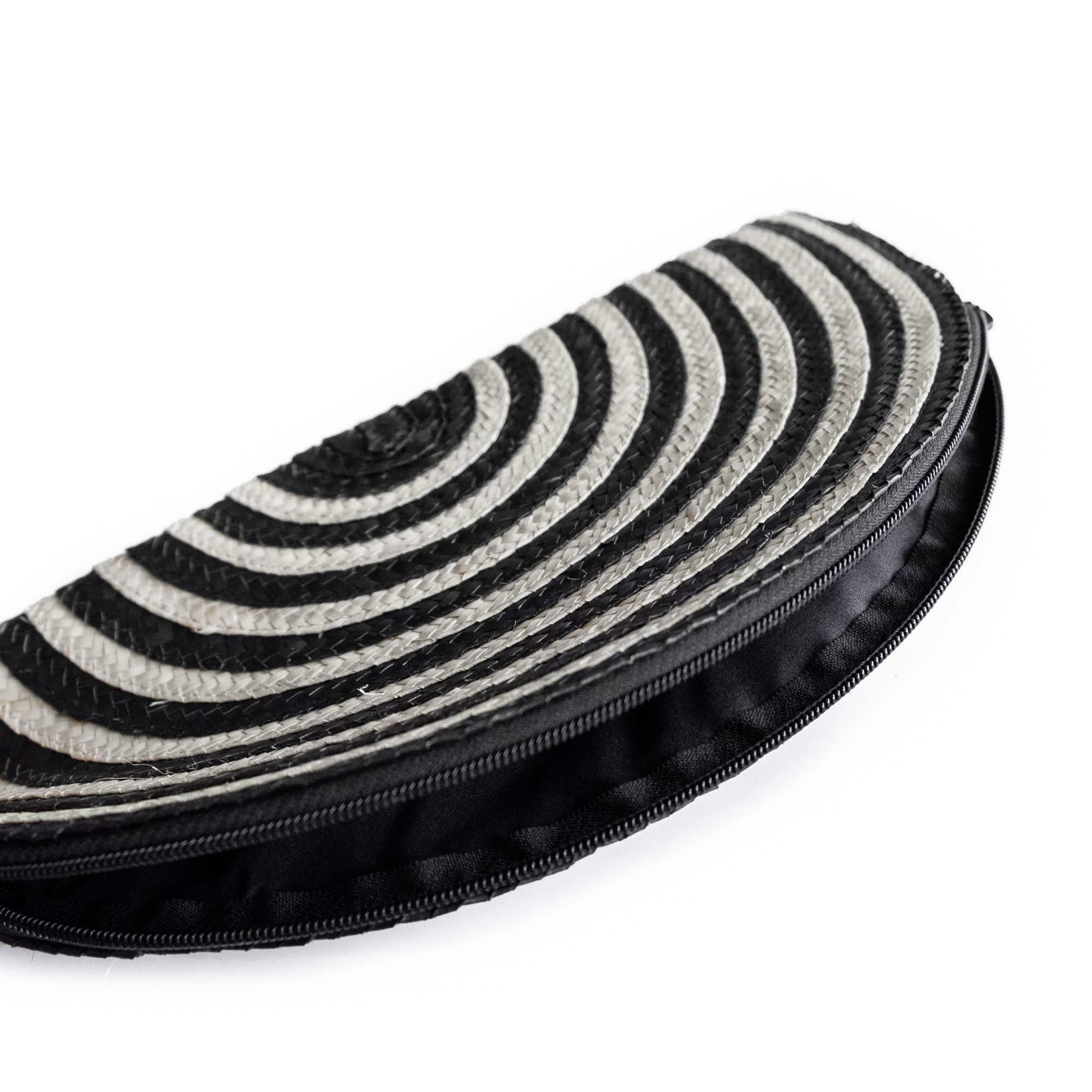 Bali Harvest - Wholesale Clutch Bag - Women's - Half Moon Straw Clutch (White Black) - Handbag Purse Wallet1