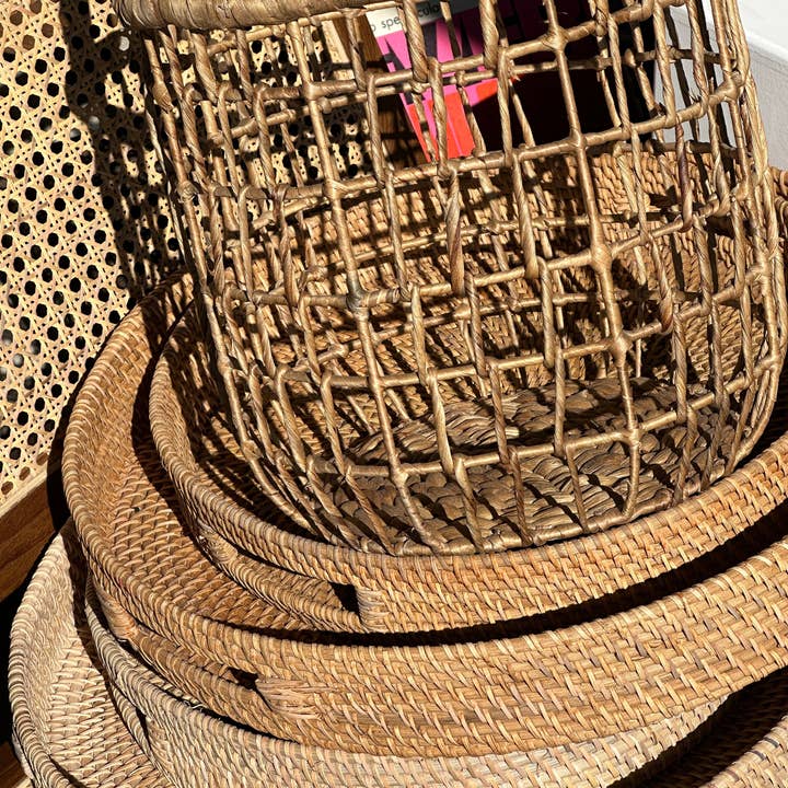 Office Objets - Wholesale Basket - Set of three handcrafted Indonesian wicker baskets in natural rattan (caramel)127