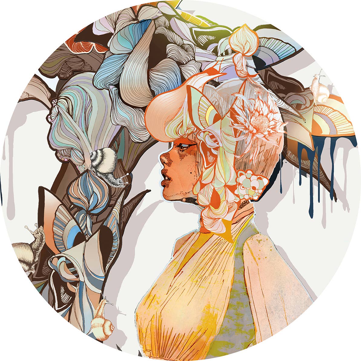 Coolors by Web Com S.a.s. – Individuais por atacado – Placemat - Redondo Cortiça Arte Noveau Design 39 cm6