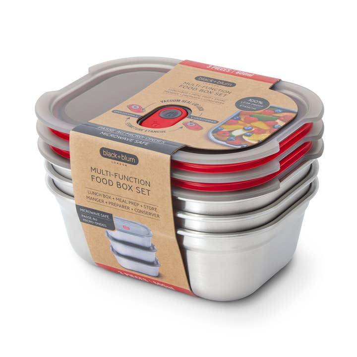 Lot de 3 petits plats pour la préparation de repas au micro-ondes, 600 ml pour la vente par Black + Blum Europe