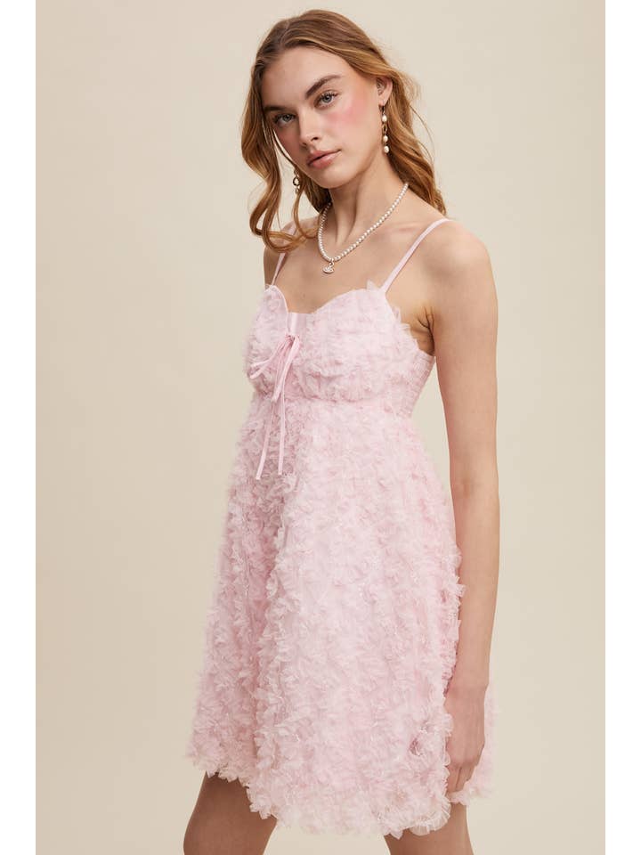 Listicle - Wholesale Dress - Women's - Fluffy Mesh Lace Layered Mini Dress31