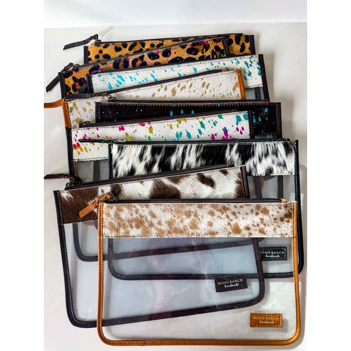 Boho Ranch Shop - Wholesale Makeup/Cosmetic Bag - Cowhide Clear Toiletry Makeup Bag, organizer, Travel