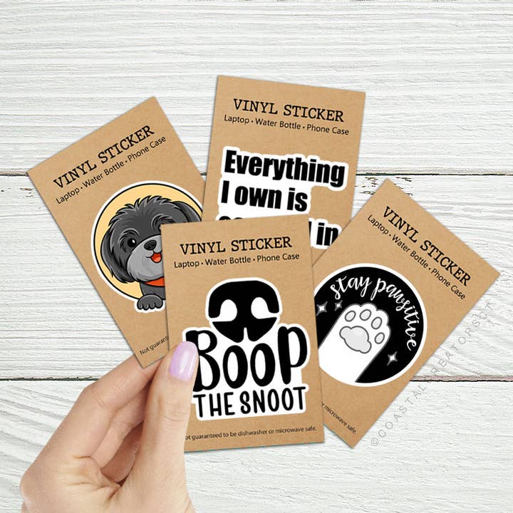 Coastal Creators of Connecticut - Wholesale Sticker - Boop the Snoot Dog Laptop Water Bottle Sticker