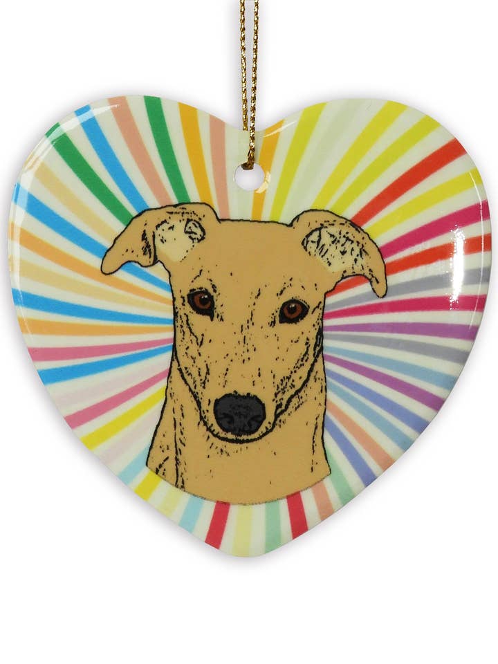Greyhound Keramisk Hjerte Ornament for engroshandel hos Sabyloo