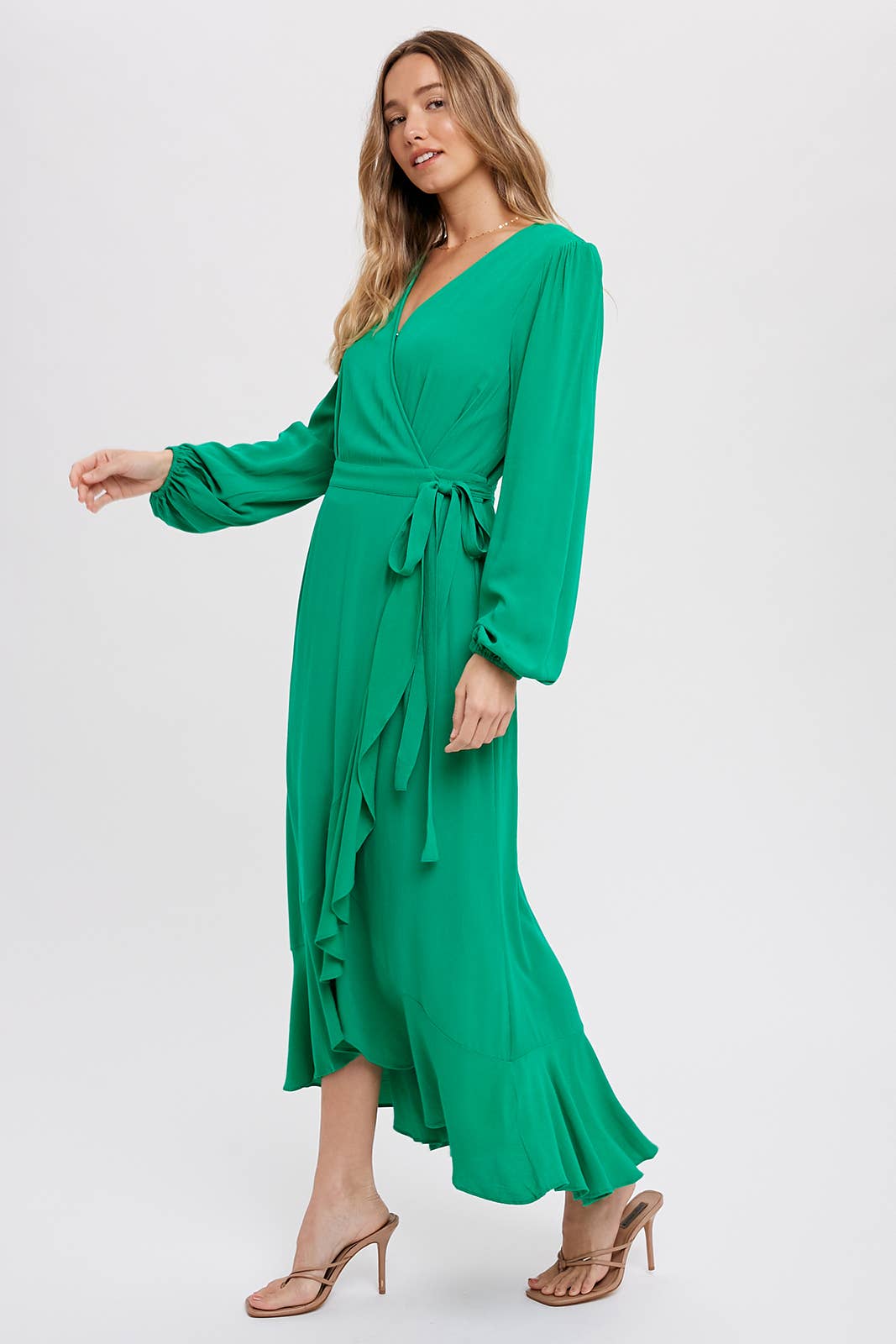 Bluivy – wholesale Dress – Women's – RUFFLE HEM MAXI WRAP DRESS15