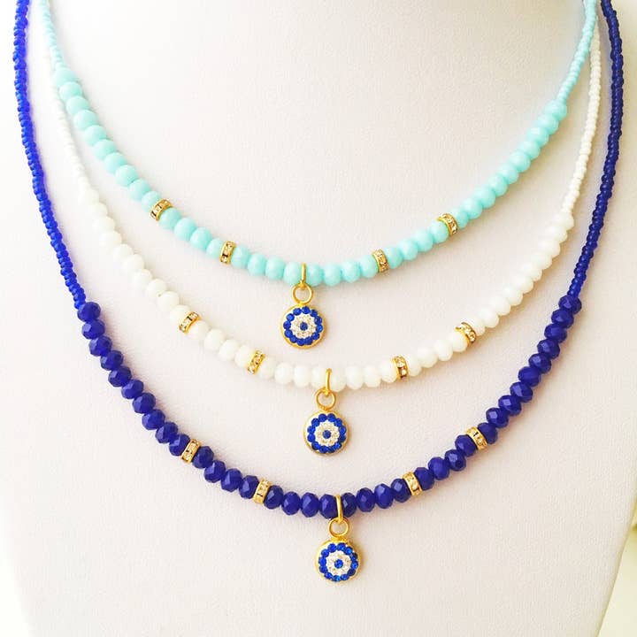 Evil Eye Halskette mit Miyuki-Samenperlen und Schutzanhänger für den Großhandel von Evileyefavor