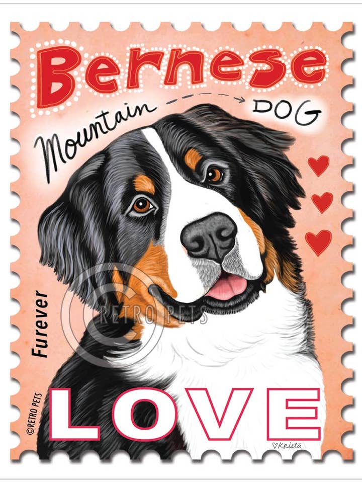 PO-BN 8x10 Afdruk, "Bernese LOVE Postzegel" voor wholesale door Retro Pets
