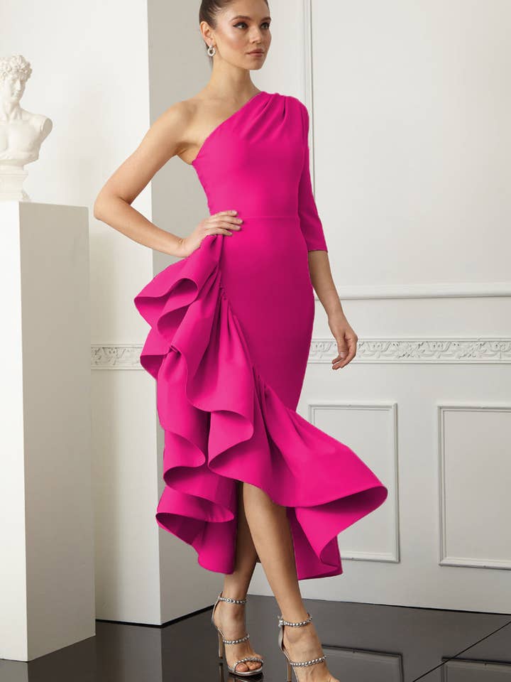 Alba Fuchsia Midi Dress for wholesale by Unmatched BYU