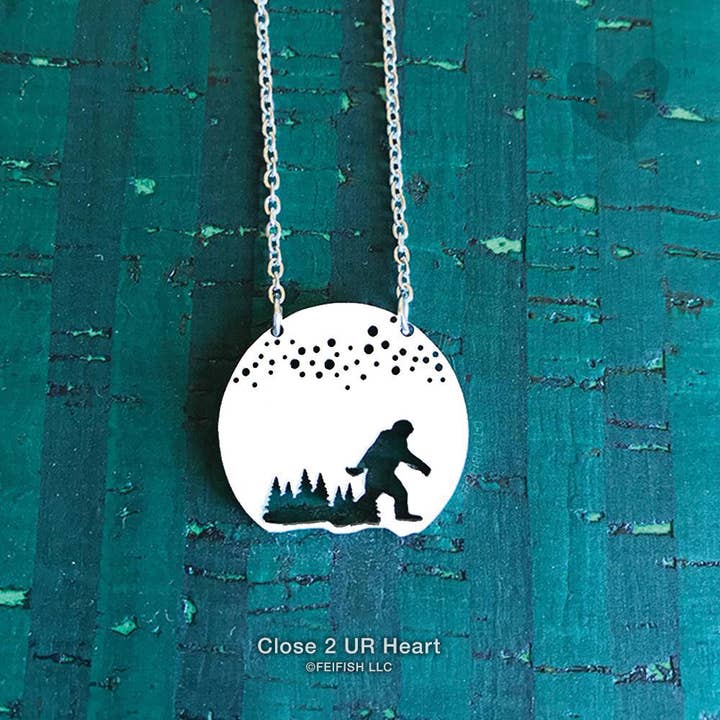 Bigfoot Under The Stars Stainless Steel Necklace for wholesale by Close 2 UR Heart