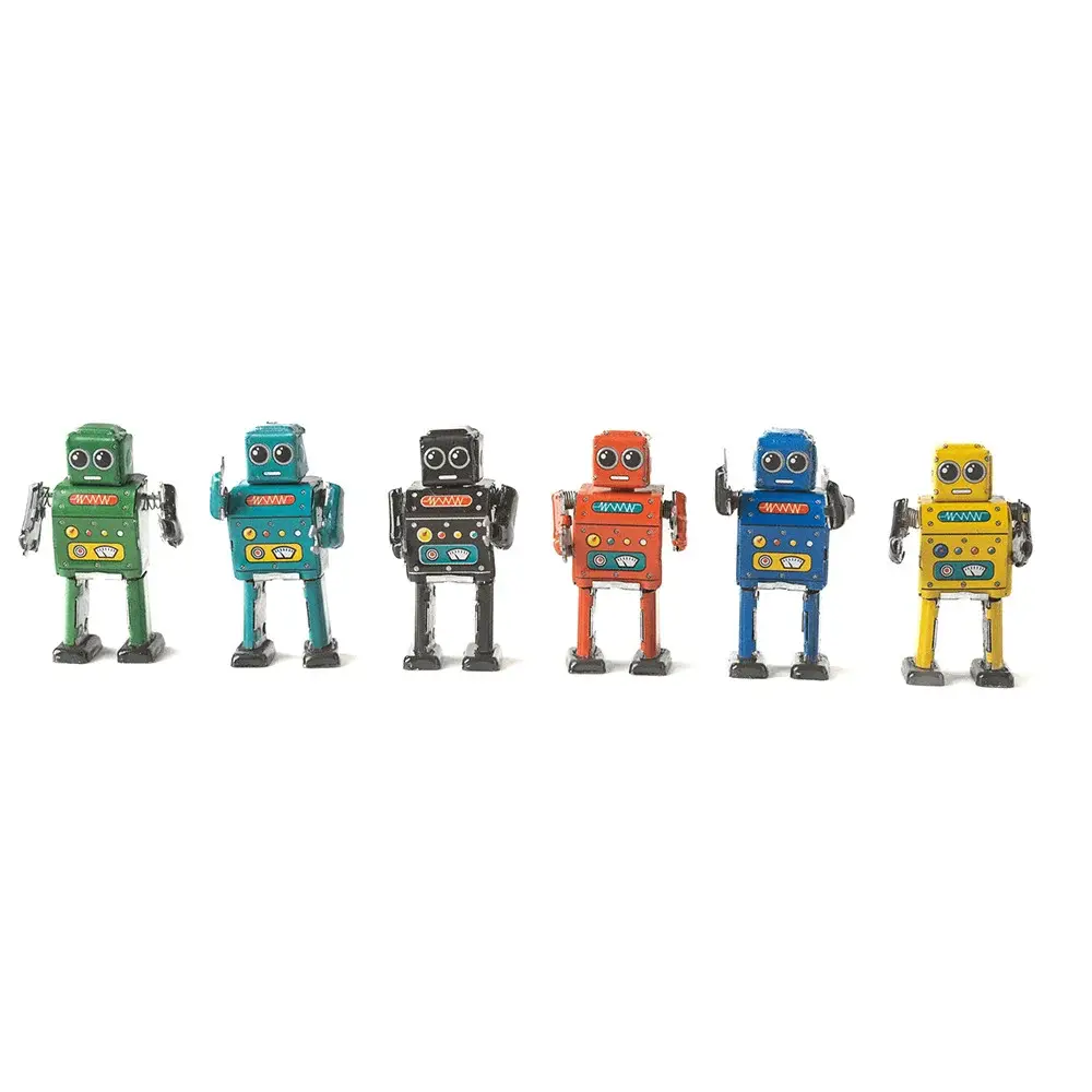 giftland – wholesale Dekorativ statyett – Mini plåtleksaksrobotfigur miniatyr1