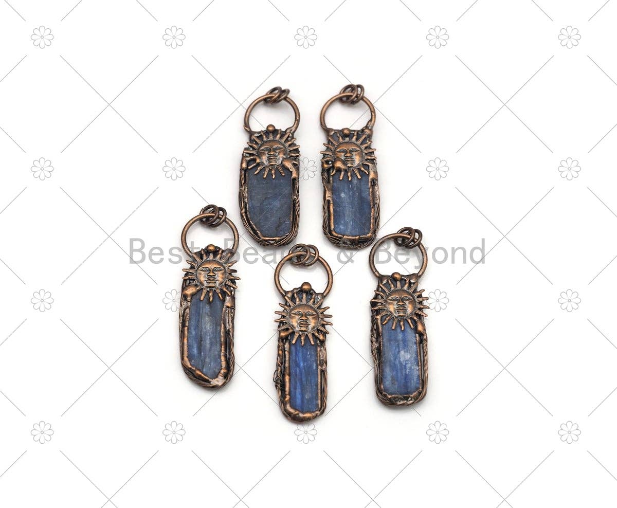 BestBeads&Beyond - Wholesale Individual Charm/Pendant - New!!! Blue Kyanite with Sunflower Pendant, Sku#YT111