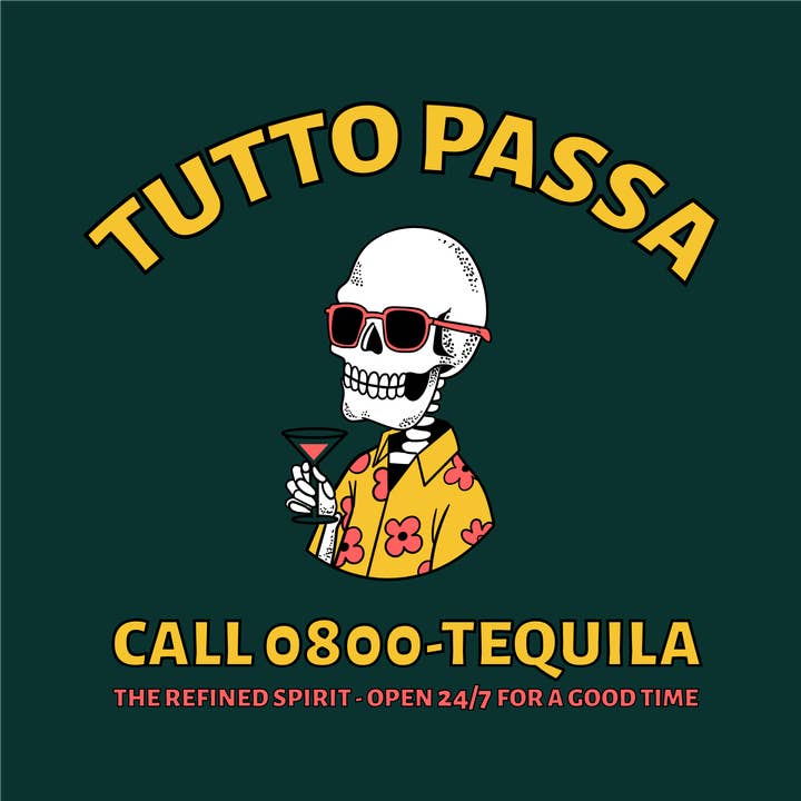 The Refined Spirit - Wholesale Screen Printed T-Shirt - Unisex - Call 0800-Tequila - Organic T-Shirt