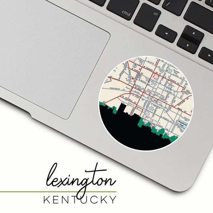 Paperfinch Design – wholesale Klistermärke – Lexington Kentucky stad klistermärke | Lexington karta + horisont