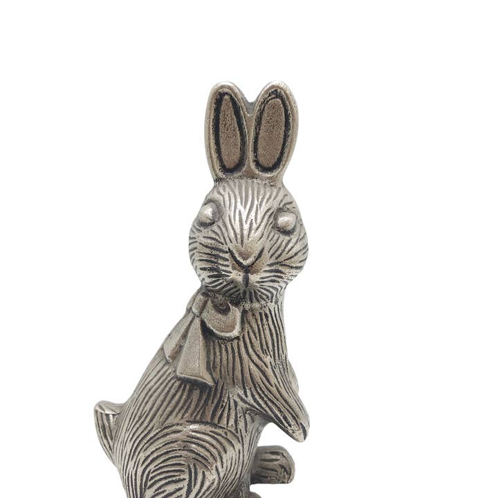 9.5X5" SILVER METAL RABBIT for wholesale by Vatican Homes