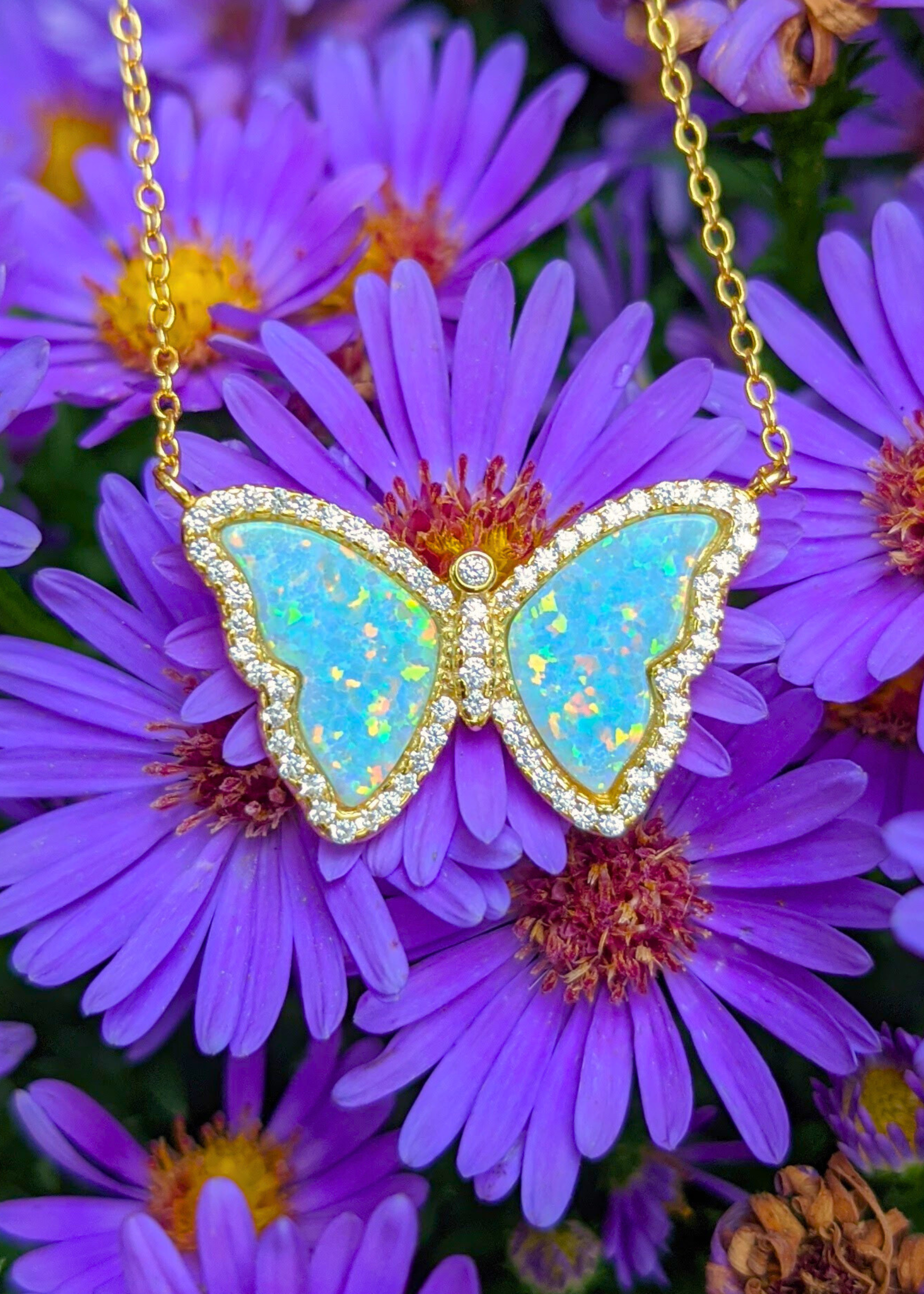 Kamaria Jewelry - Wholesale Pendant/Charm Necklace - Opal Butterfly Necklace With Crystals14