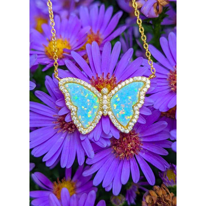 Kamaria Jewelry - Wholesale Pendant/Charm Necklace - Opal Butterfly Necklace With Crystals14