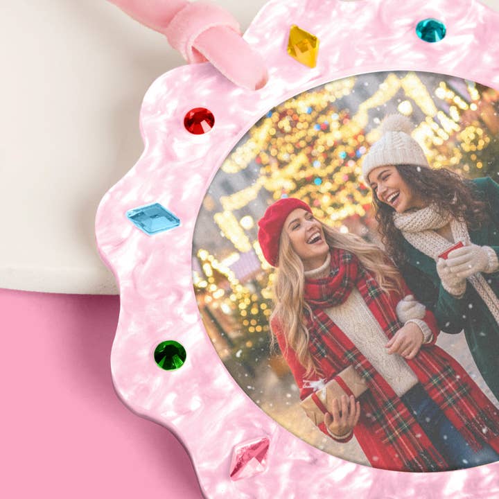 xo, Fetti - Wholesale Ornament - Picture Perfect Ornament - pink frame ornament Xmas Christmas Holiday Tree1