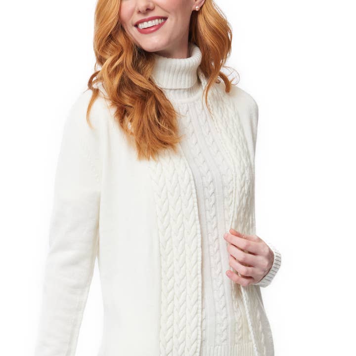 Biana - Wholesale Coat - Women's - Leana Cable-Knit Belted Coat ; Winter White0