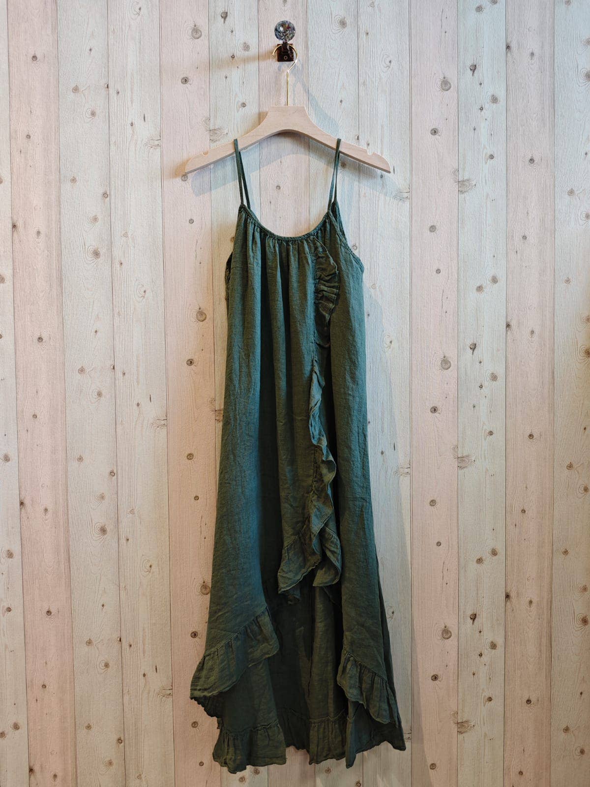 Linen & More - Wholesale Dress - Women's - REF 17621 DRESS WITH RUFFLE STRAP 100% LINEN3