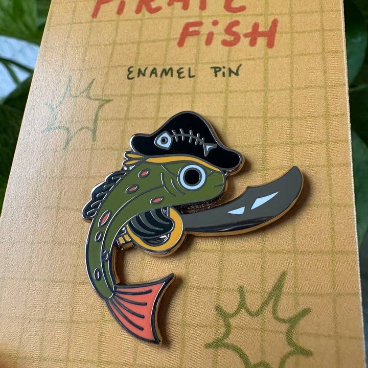Camilla Watson Art - Wholesale Lapel Pin/Button - Pirate Fish Enamel Pin1