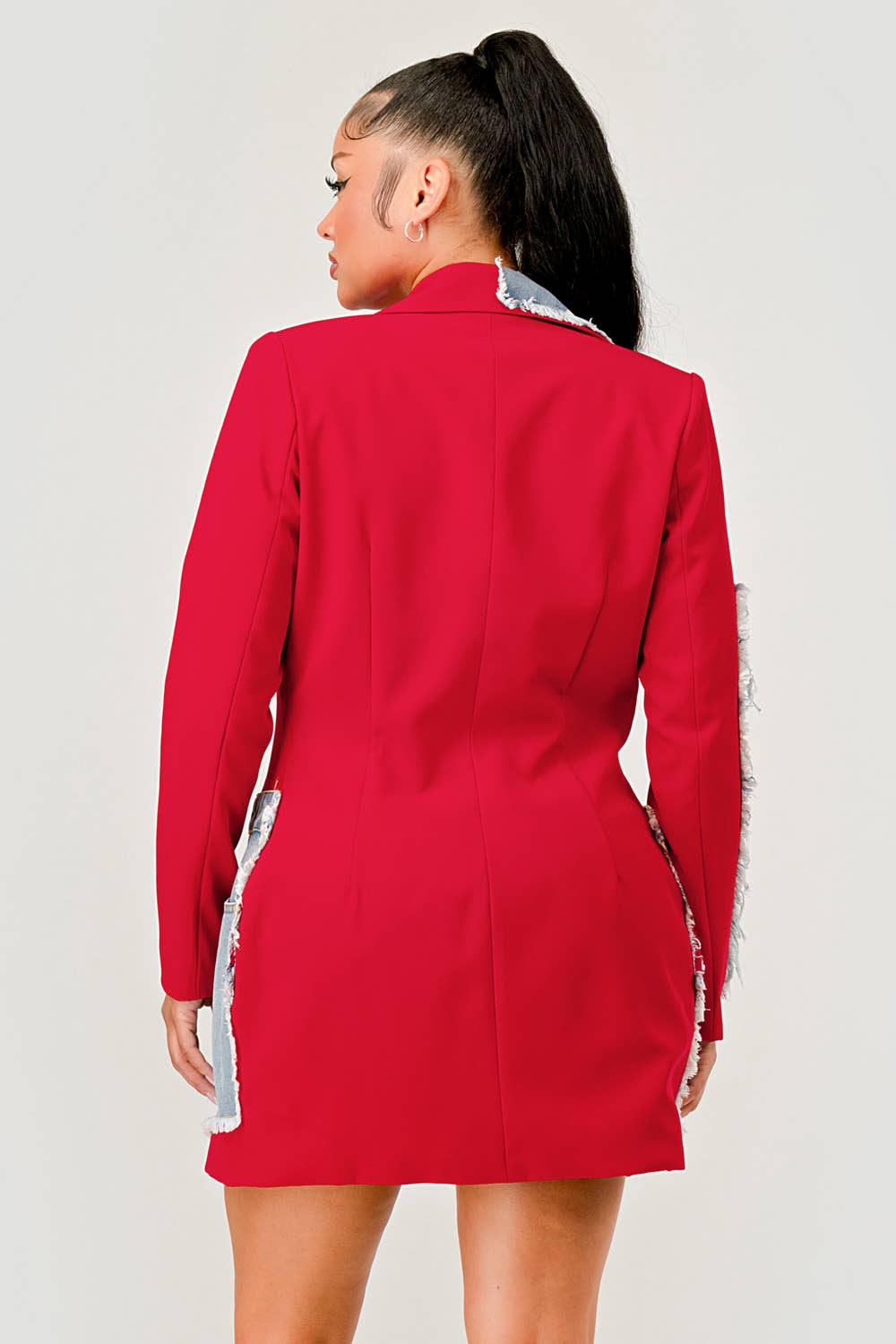 Athina Collection - Wholesale Blazer - Women's - Athina Denim Mix Casual Blazer5