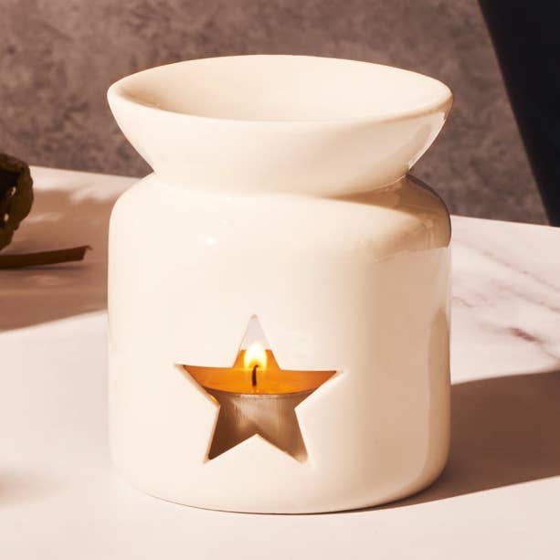 ¡Nuevo! Candelita con forma de estrella blanca para quemador de aceite, regalo decorativo, incluye candelita para venta al por mayor de Reiju