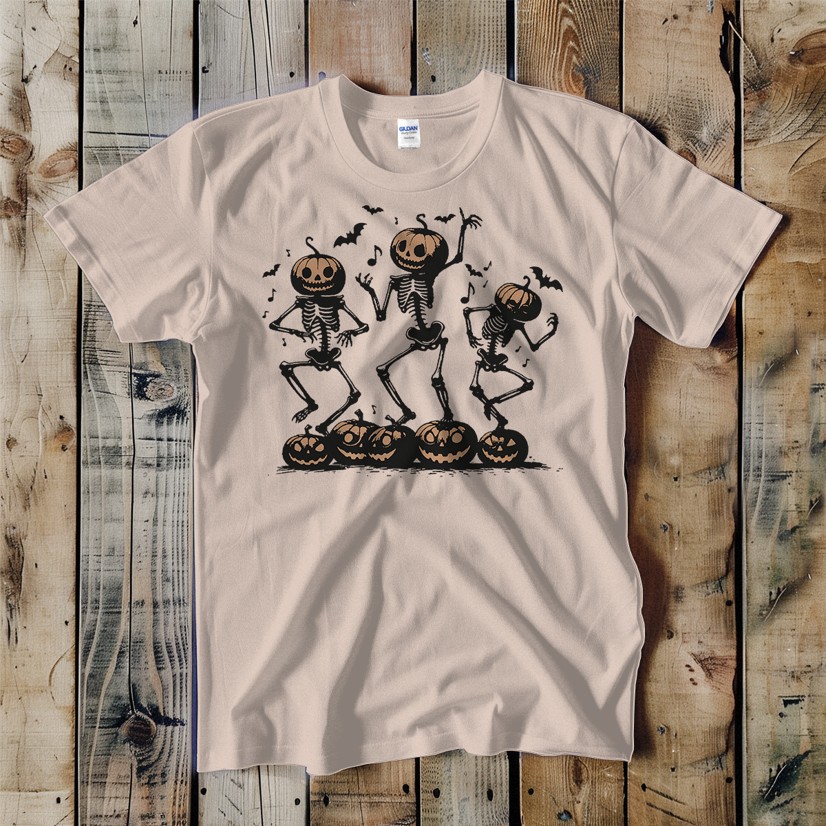 Swift Retail - Wholesale T-Shirt (Graphic) - Unisex - Dancing Skeleton Jack-O-Lanterns Unisex Tee0